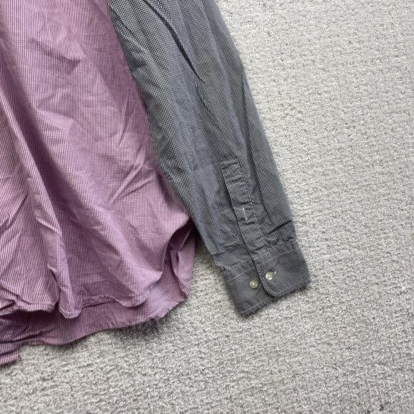 Lacoste Shirt Mens 44 Gingham Color Block Check Pink Button Down Long Sleeve - Picture 13 of 15